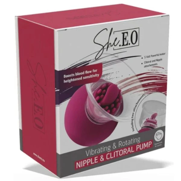 She.E.O tepel- en clitorispomp met vibratie en rotatie