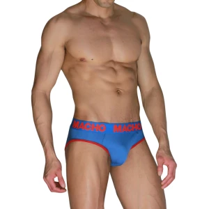 Macho Underwear Men's Classic Slip Blue + Red with Push-up Cup