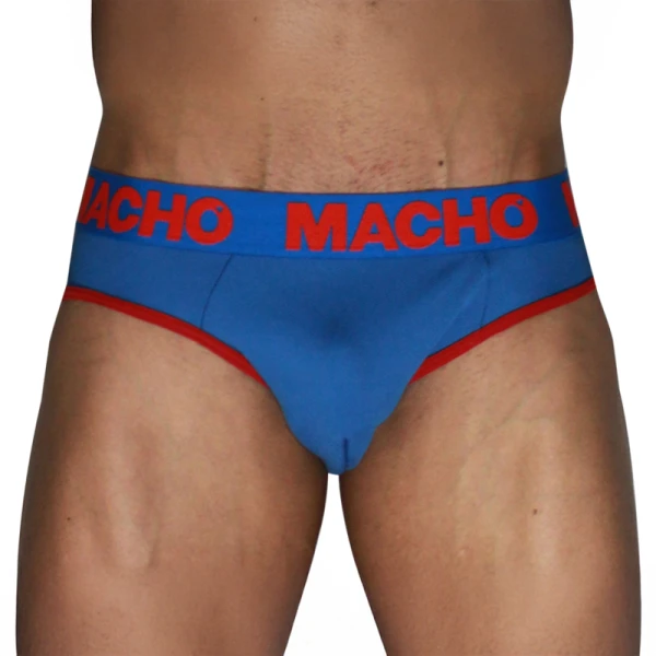 Macho Underwear Heren-Slip Classic Blauw + Rood met Push-up-Cup