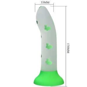 Pretty Love Magische nacht-dildo van siliconen zonder vibratie lichtgevend groen