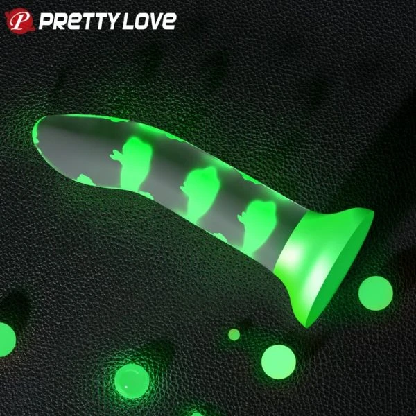 Pretty Love Magische nacht-dildo van siliconen zonder vibratie lichtgevend groen
