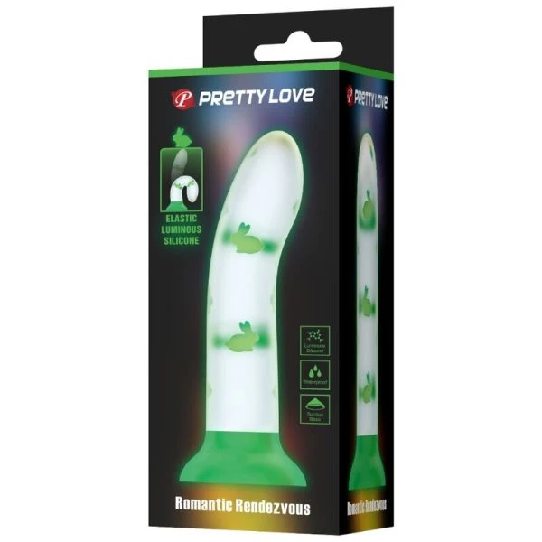 Pretty Love Magische nacht-dildo van siliconen zonder vibratie lichtgevend groen