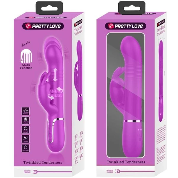 Pretty Love Coale Rabbit Vibrator met Kralen Paars
