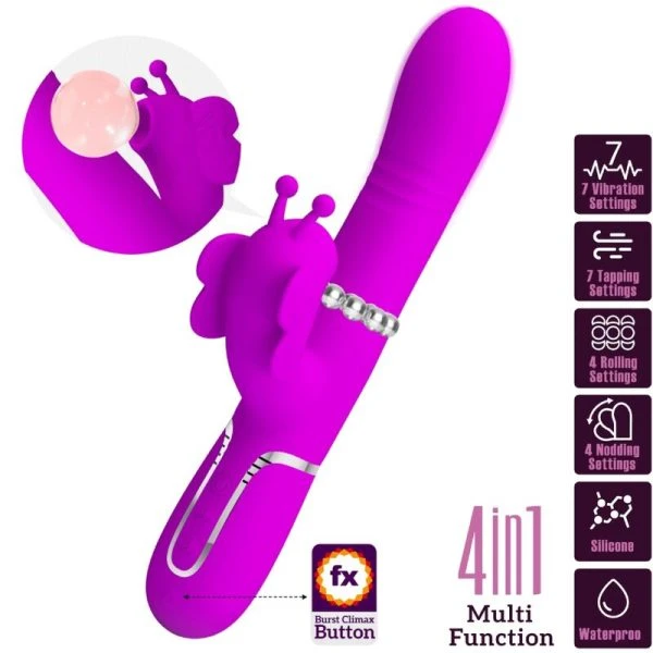 Pretty Love Konijnenvibrator 4 in 1 Vlinder Fuchsia