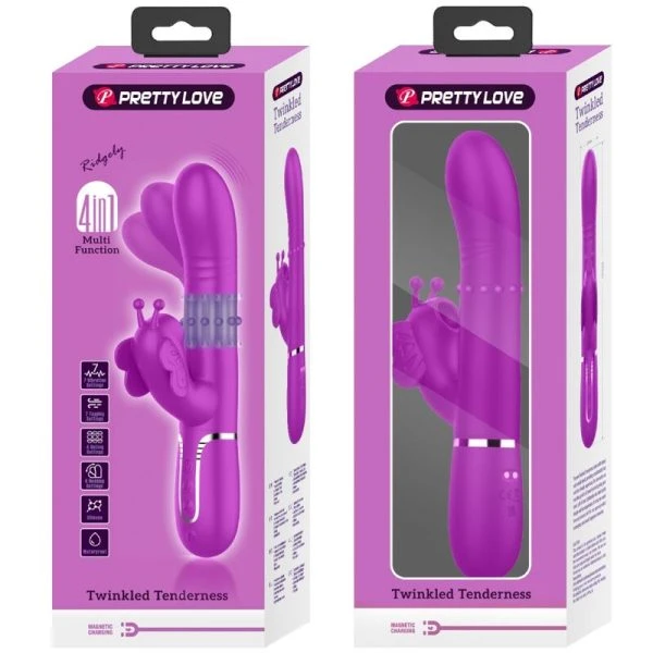 Pretty Love Konijnenvibrator 4 in 1 Vlinder Fuchsia