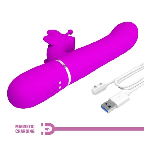 Pretty Love Konijnenvibrator 4 in 1 Vlinder Fuchsia