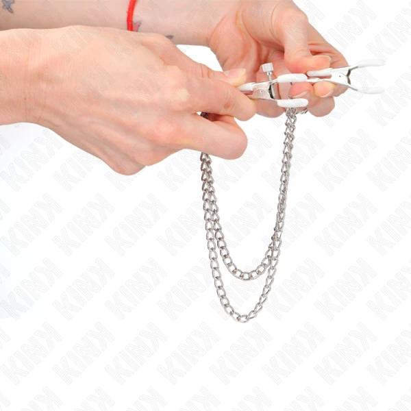 Kink Nippelklemmen met 2 dunne kettingen Zilver Kink Nippelklemmen met 2 dunne kettingen Zilver