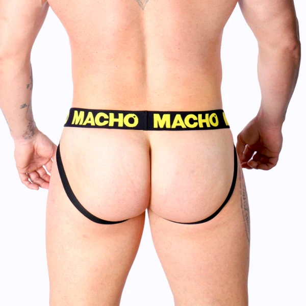 Macho Underwear Jockstrap Lycra Geel met open bil Macho Underwear Jockstrap Lycra Geel met open bil