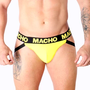 Macho Underwear Jockstrap Lycra Yellow with Open Back