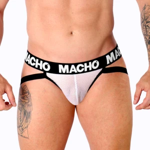 Macho Underwear Jockstrap MX26X1 in White with Mesh Fabric