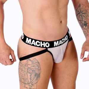 Macho Underwear Jockstrap MX26X1 in het wit met netstof Macho Underwear Jockstrap MX26X1 in het wit met netstof - Afbeelding 2