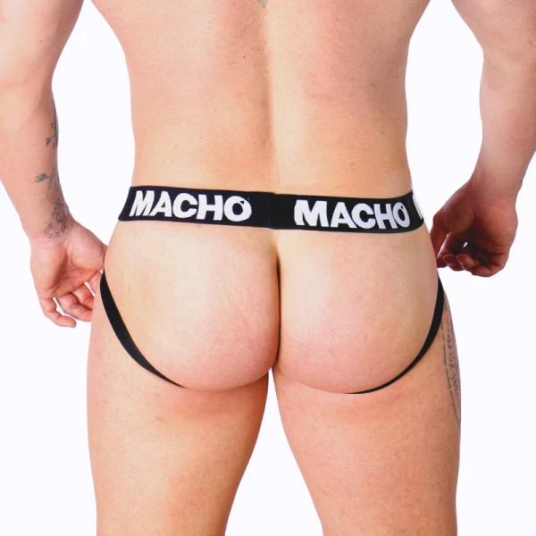 Macho Underwear Jockstrap MX26X1 in het wit met netstof Macho Underwear Jockstrap MX26X1 in het wit met netstof
