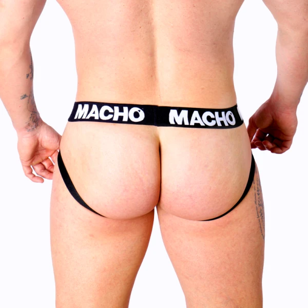 Macho Underwear Jock Leder Grijs Beige voor Mannen