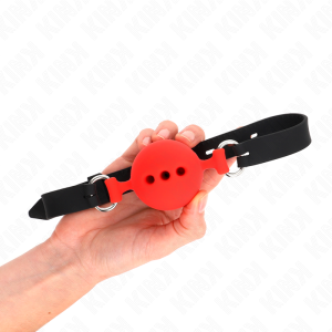 Kink Vollsilicon-Kleppenknevel met Bal Maat L Rood Kink Vollsilicon-Kleppenknevel met Bal Maat L Rood - Afbeelding 2