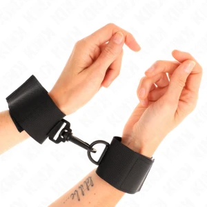Kink Nylon-Handgelenkfesseln für BDSM, schwarz