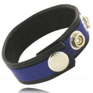 Leather Body Penisgurt van leer verstelbaar blauw-zwart