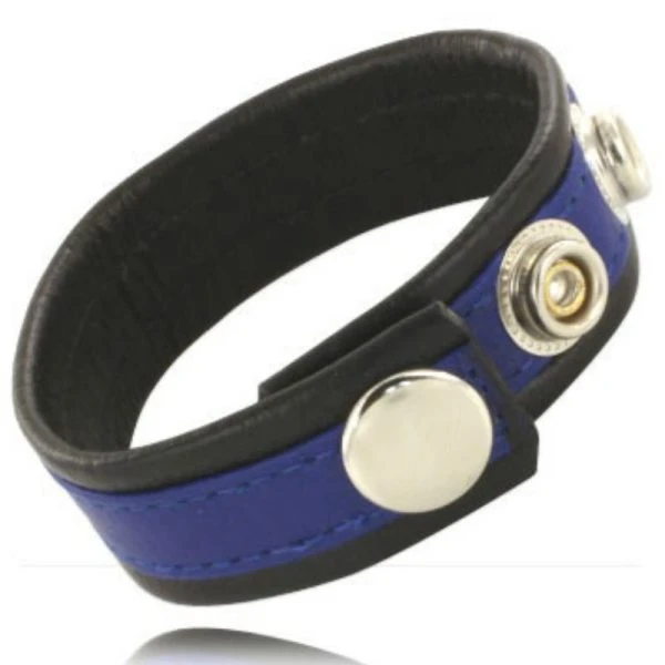 Leather Body Penisgurt van leer verstelbaar blauw-zwart