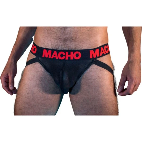 Macho Underwear Jockstrap MX26X2 Zwart/Rood halfdoorzichtig
