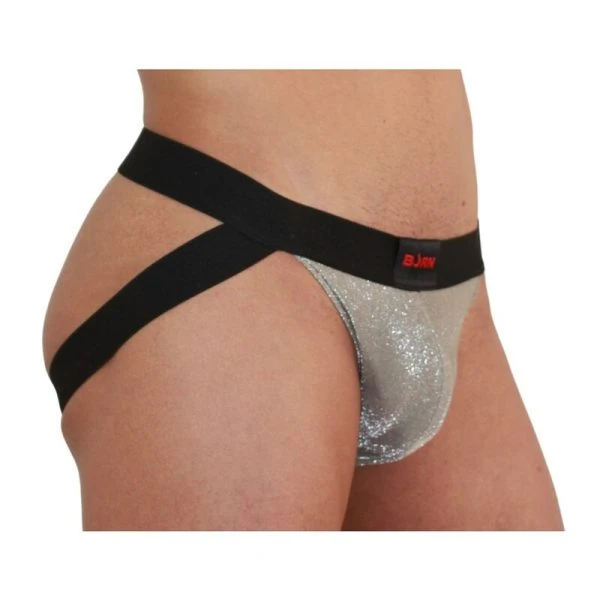 Burn Jockstrap glanzend Beige/Zwart met transparante details