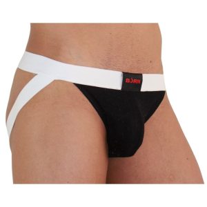 Burn Jockstrap glanzend Zwart/Wit voor Mannen Burn Jockstrap glanzend Zwart/Wit voor Mannen - Afbeelding 2