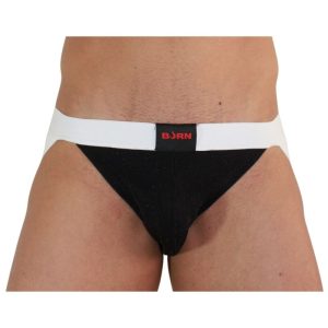 Burn Jockstrap glanzend Zwart/Wit voor Mannen Burn Jockstrap glanzend Zwart/Wit voor Mannen - Afbeelding 1
