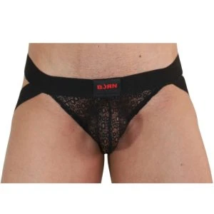 Burn Jockstrap Jock Lingerie Black with Gloss Details