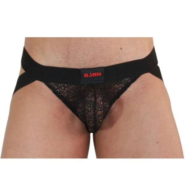 Burn Jockstrap Jock Lingerie Zwart met glansdetails