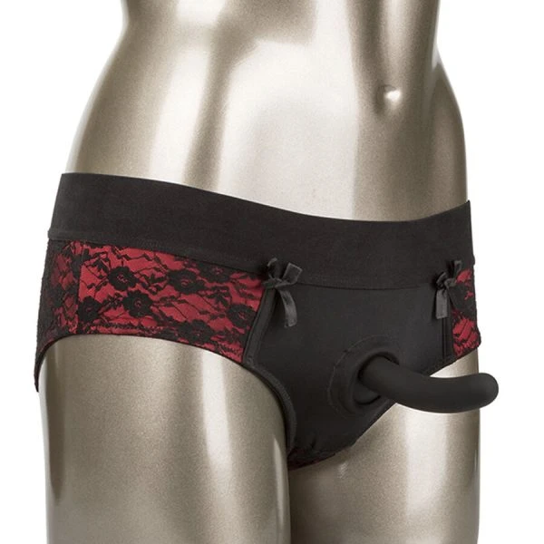Calexotics Scandal Crotchless Panty Set met siliconen dildo