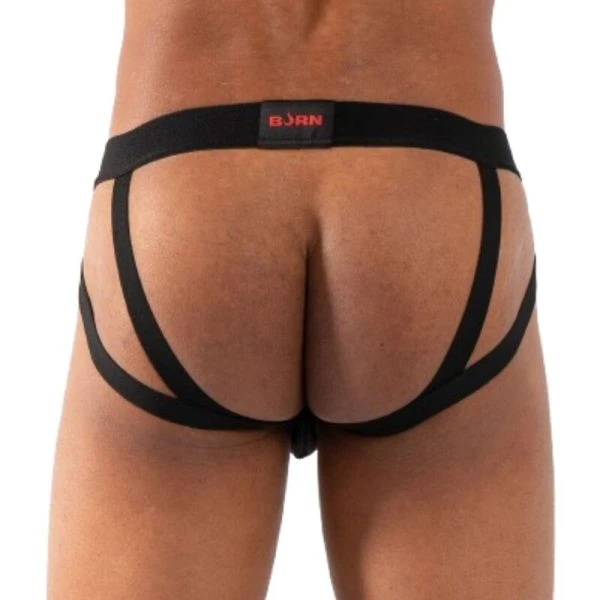 Burn Double Black Jock Jockstrap met transparante details