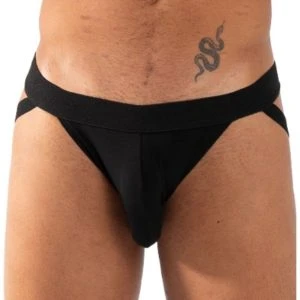 Burn Double Black Jock Jockstrap with transparent details