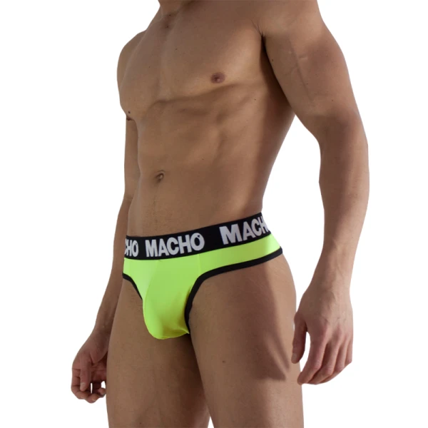Macho Underwear Stringtanga met dubbele steunbanden, fluorescerend geel Macho Underwear Stringtanga met dubbele steunbanden, fluorescerend geel