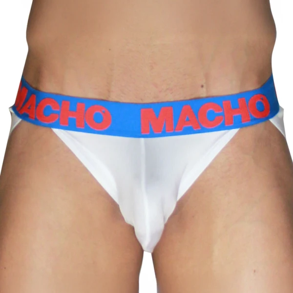 Macho Underwear Jockstrap Mx29az Wit met donkerblauwe banden