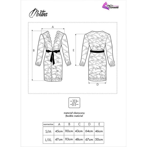 Livco Corsetti Fashion transparante badjas met bloemenpatroon zwart