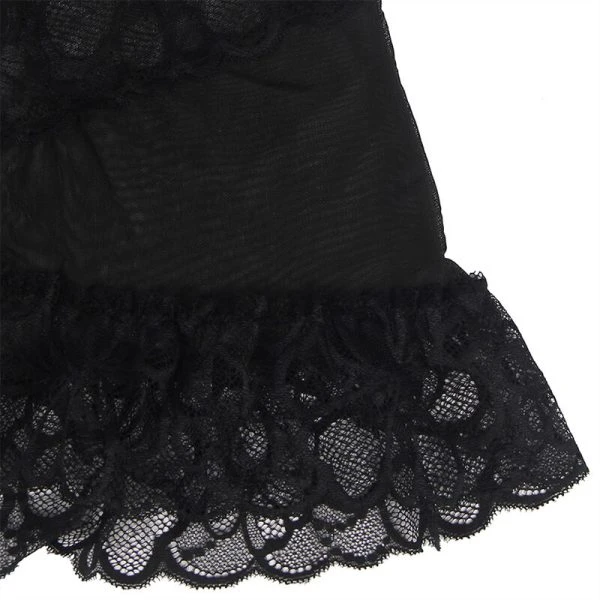 Subblime Babydoll met transparante kant en bloemenprint Zwart