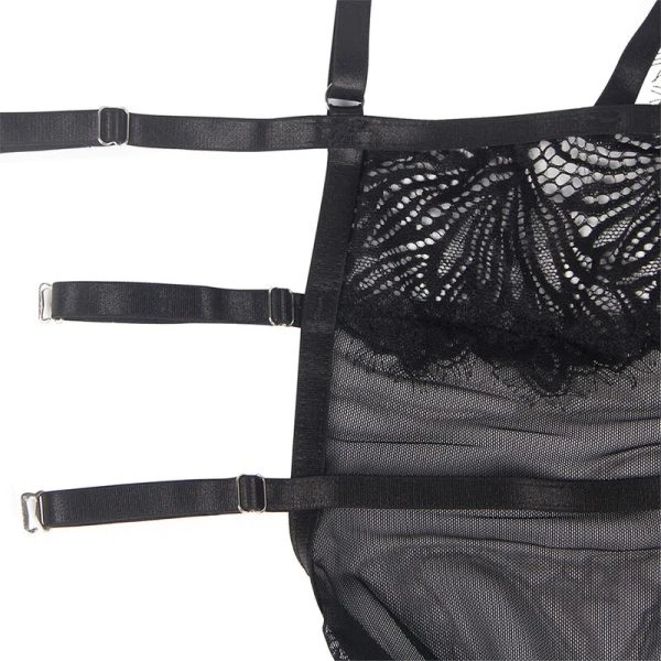 Subblime Babydoll met transparante kantstof en verstelbare bandjes Zwart