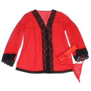 Subblime transparante stoffen mantel met kantdetail in rood Subblime transparante stoffen mantel met kantdetail in rood - Afbeelding 5
