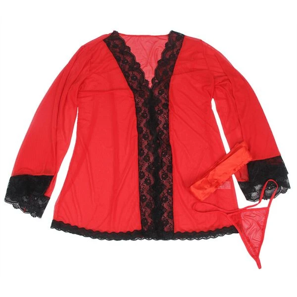 Subblime transparante stoffen mantel met kantdetail in rood