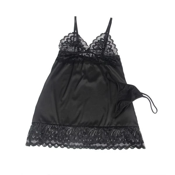 Subblime Babydoll met bloemenprint op de borst zwart