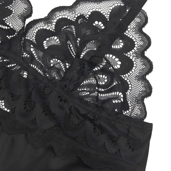Subblime Babydoll met bloemenprint op de borst zwart