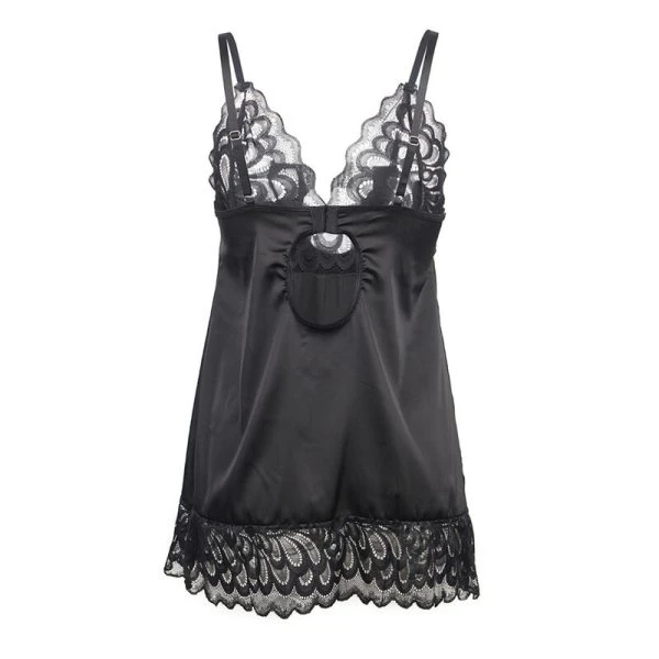 Subblime Babydoll met bloemenprint op de borst zwart