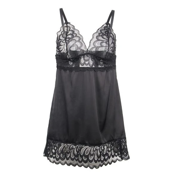 Subblime Babydoll met bloemenprint op de borst zwart