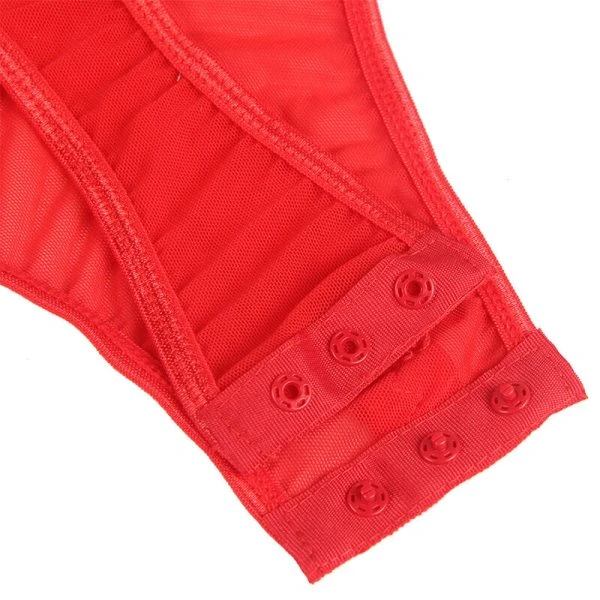 Subblime Teddy met kant en jarretelle-detail in rood