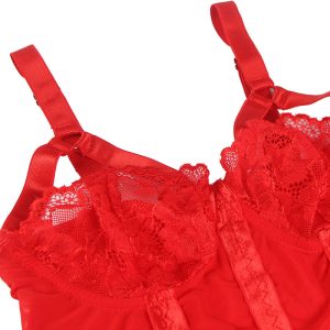 Subblime Teddy met kant en jarretelle-detail in rood Subblime Teddy met kant en jarretelle-detail in rood - Afbeelding 6