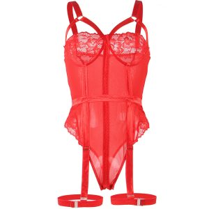 Subblime Teddy met kant en jarretelle-detail in rood Subblime Teddy met kant en jarretelle-detail in rood - Afbeelding 5