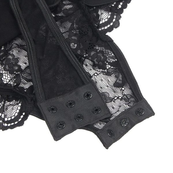 Subblime Teddy met jarretelles en kant, zwart
