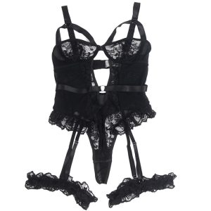 Subblime Teddy met jarretelles en kant, zwart Subblime Teddy met jarretelles en kant, zwart - Afbeelding 4