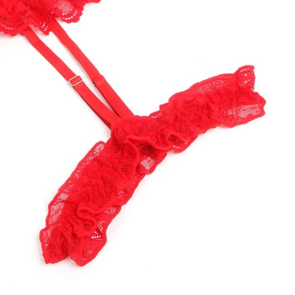 Subblime Teddy met jarretelgordel en kant in rood