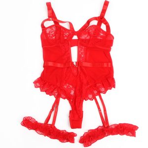 Subblime Teddy met jarretelgordel en kant in rood Subblime Teddy met jarretelgordel en kant in rood - Afbeelding 3