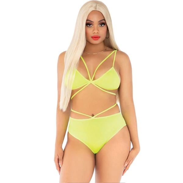 Leg Avenue BH- en slipset met riempjes in Geel