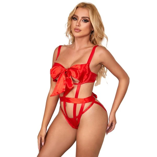 Subblime lace body with bow in red